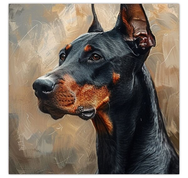 Obraz - Portrét Dobrmana (30x30 cm)