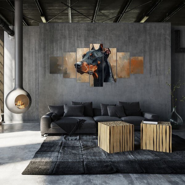 Obraz - Portrét Dobrmana (210x100 cm)