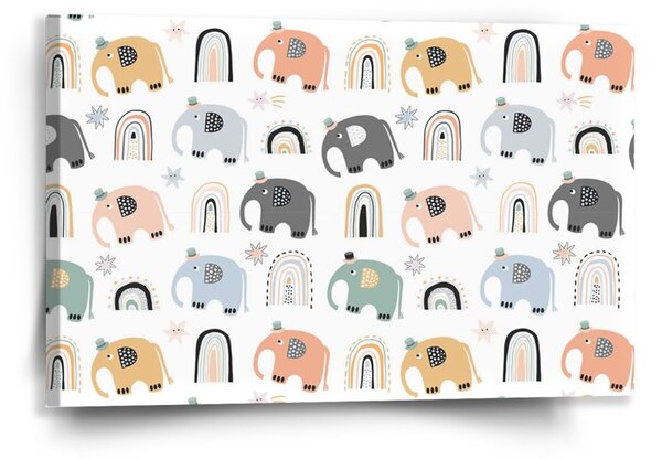 Sablio Obraz Animovaní sloni - 60x40 cm