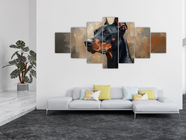 Obraz - Portrét Dobrmana (210x100 cm)