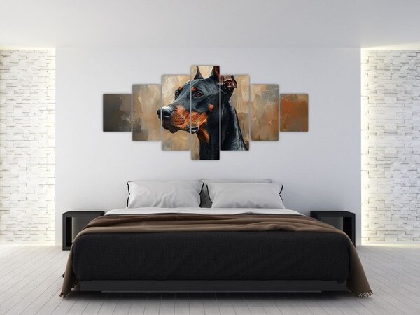 Obraz - Portrét Dobrmana (210x100 cm)