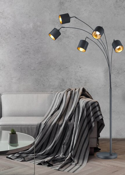 Stojací oblouková lampa TOMMY černá/zlatá