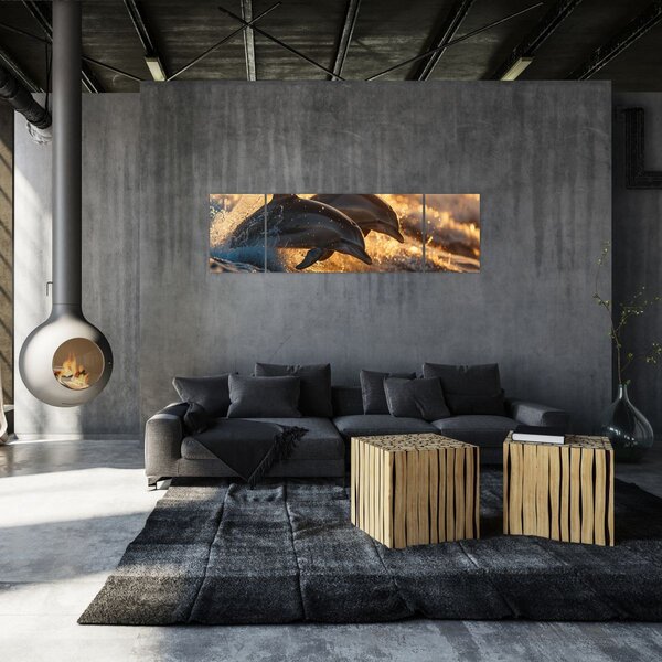 Obraz - Delfíni (170x50 cm)