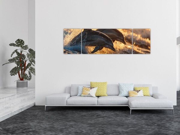 Obraz - Delfíni (170x50 cm)