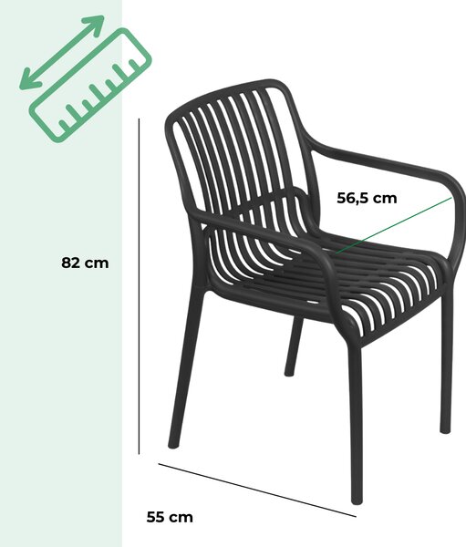 Zahradní židle LUISE, sada 4 ks, antracitová I.P.A.E-Progarden