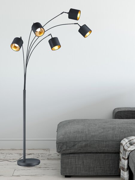 Stojací oblouková lampa TOMMY černá/zlatá