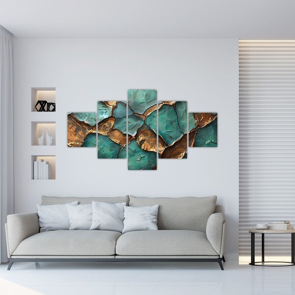 Obraz - Zeleno-zlatá malba (125x70 cm)