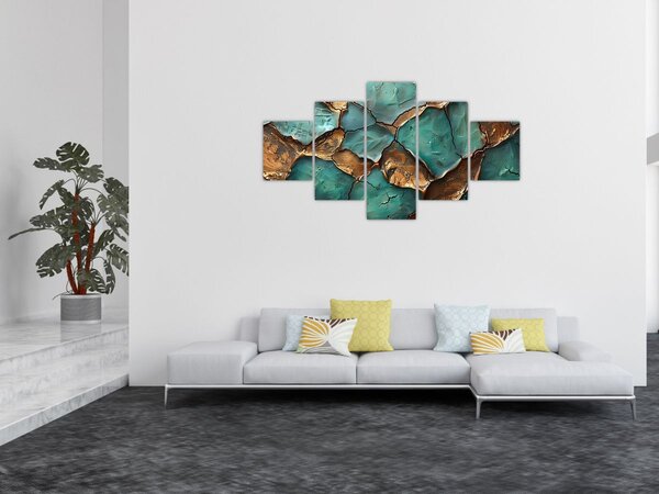 Obraz - Zeleno-zlatá malba (125x70 cm)