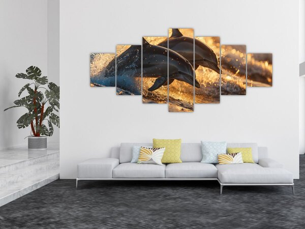 Obraz - Delfíni (210x100 cm)