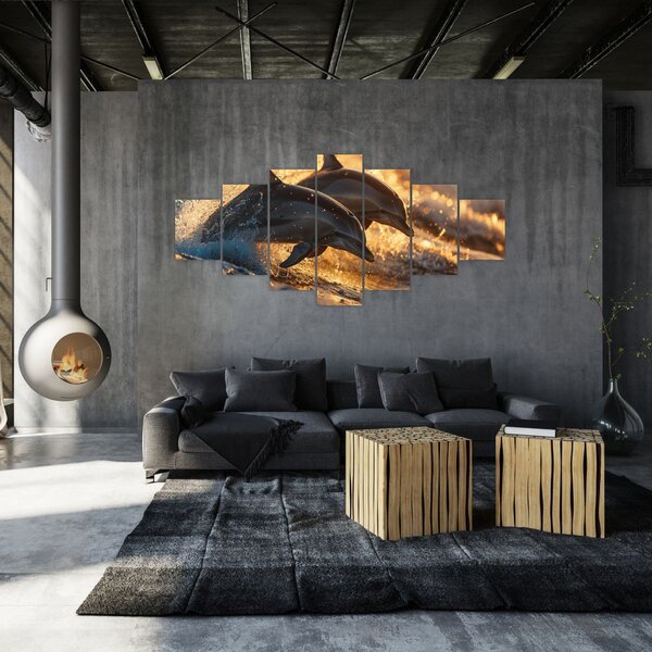 Obraz - Delfíni (210x100 cm)
