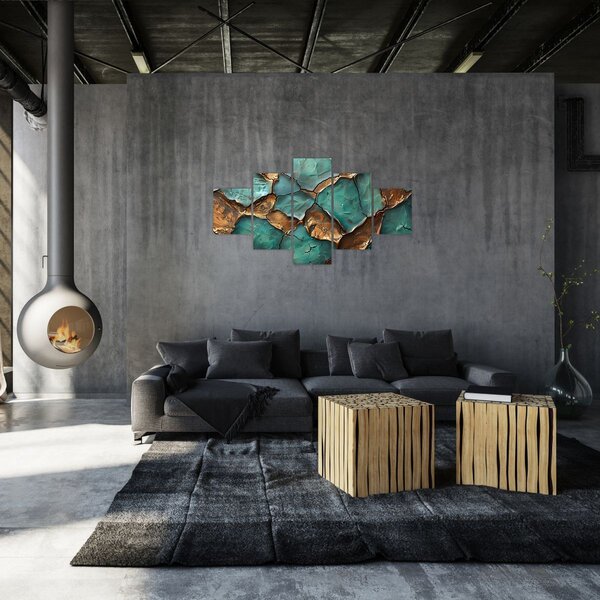 Obraz - Zeleno-zlatá malba (125x70 cm)