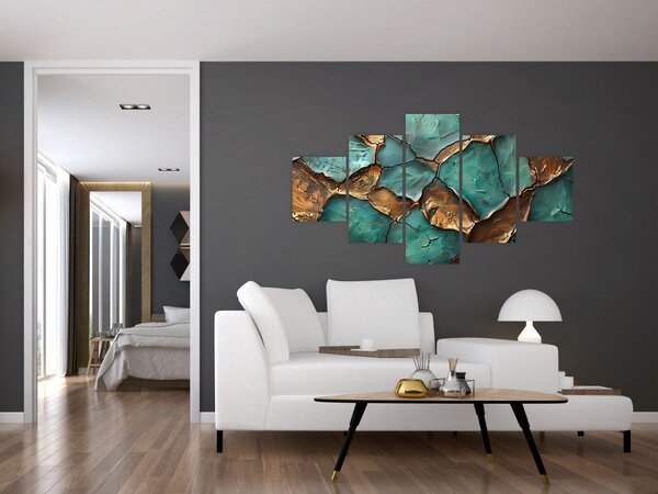 Obraz - Zeleno-zlatá malba (125x70 cm)