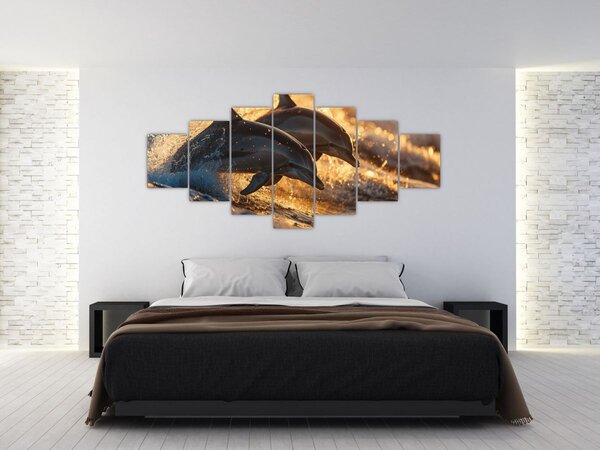 Obraz - Delfíni (210x100 cm)