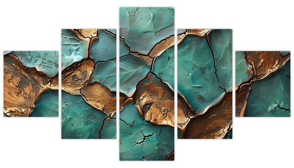 Obraz - Zeleno-zlatá malba (125x70 cm)