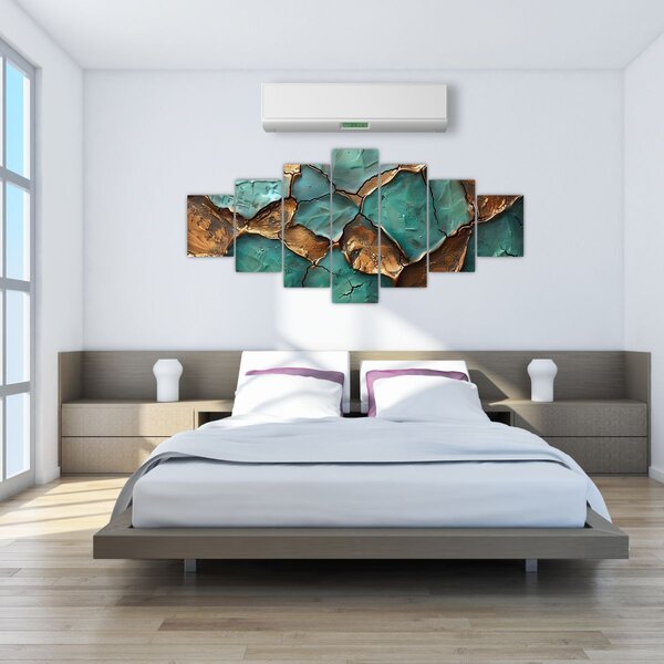 Obraz - Zeleno-zlatá malba (210x100 cm)