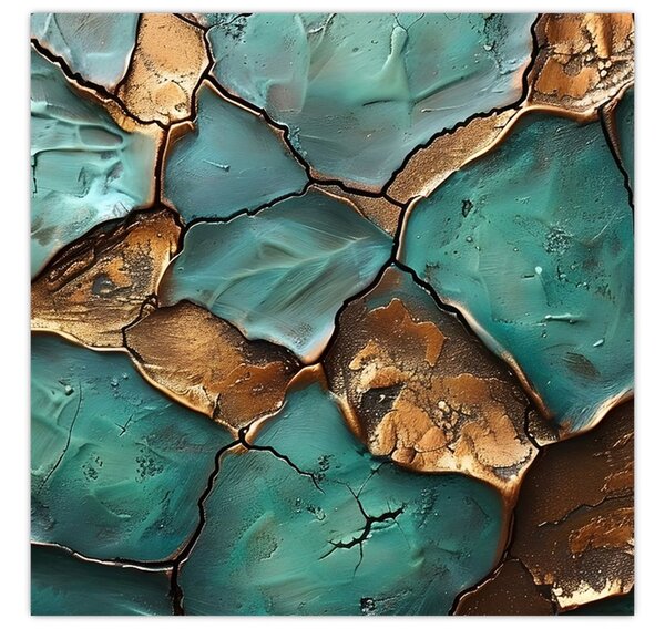 Obraz - Zeleno-zlatá malba (30x30 cm)