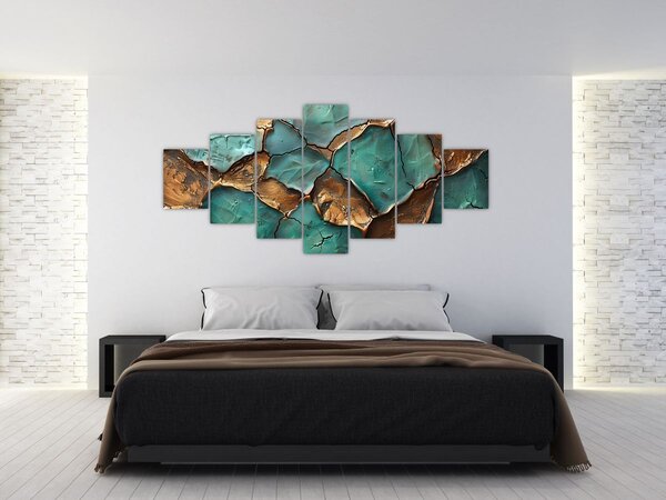 Obraz - Zeleno-zlatá malba (210x100 cm)