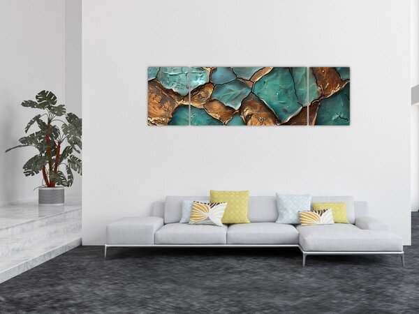 Obraz - Zeleno-zlatá malba (170x50 cm)