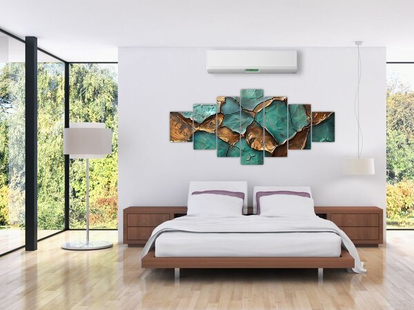 Obraz - Zeleno-zlatá malba (210x100 cm)