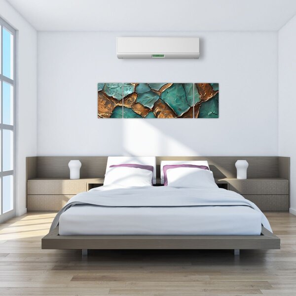 Obraz - Zeleno-zlatá malba (170x50 cm)