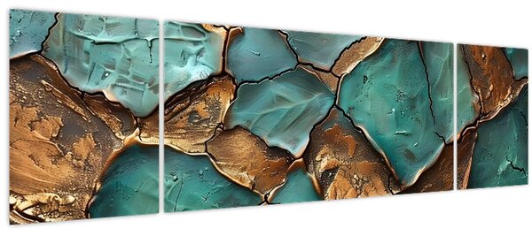 Obraz - Zeleno-zlatá malba (170x50 cm)