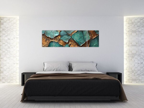 Obraz - Zeleno-zlatá malba (170x50 cm)