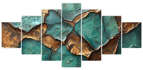 Obraz - Zeleno-zlatá malba (210x100 cm)