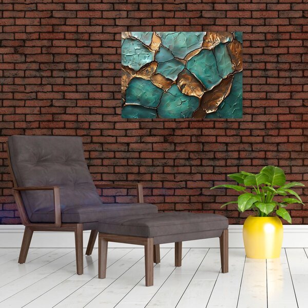 Obraz - Zeleno-zlatá malba (70x50 cm)