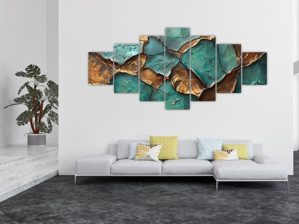 Obraz - Zeleno-zlatá malba (210x100 cm)