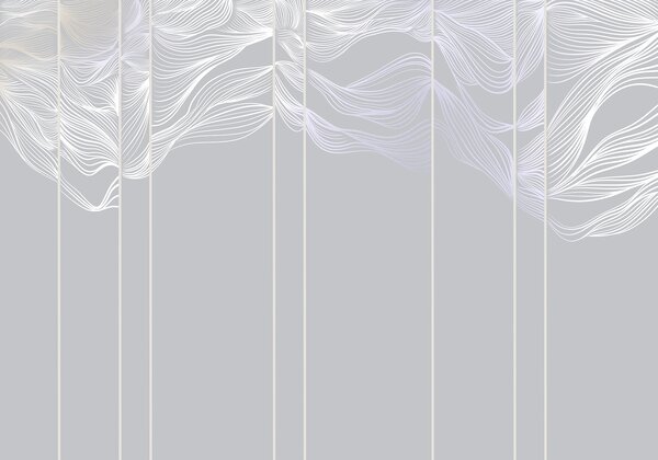 Fototapety Plynoucí bílé abstraktní vlny na světle šedém pozadí, Fototapety moderní, w08263v1 : uwalls.cz