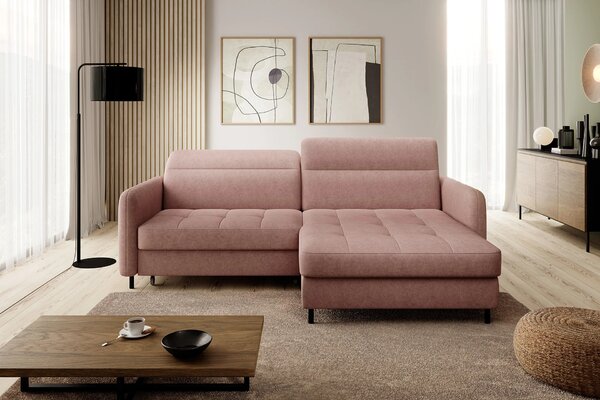 Elegantní rozkládací sedací souprava ZULEYKA - růžová, pravý roh