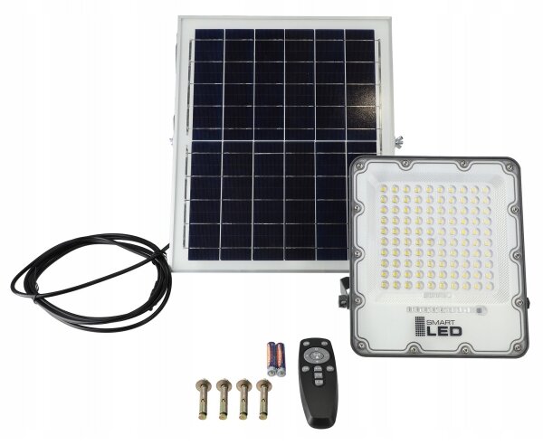 LED Stmívatelný solární reflektor LED/150W/3,2V 5000K 15000 mAh IP65 černá + DO