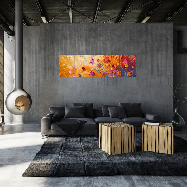 Obraz - Malba barevných květin (170x50 cm)
