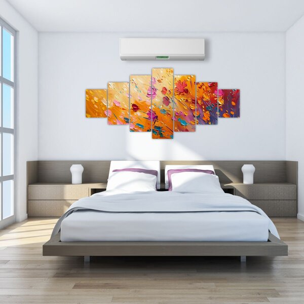 Obraz - Malba barevných květin (210x100 cm)