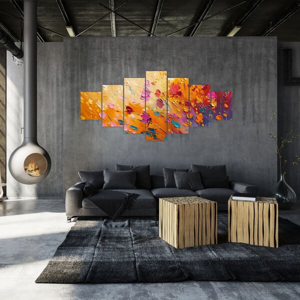 Obraz - Malba barevných květin (210x100 cm)