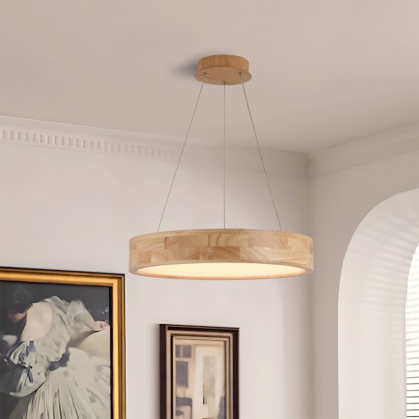 Brilagi -LED Lustr na lanku FALCON WOOD LED/30W/230V 3000/4000/6000K 45 cm dřevo