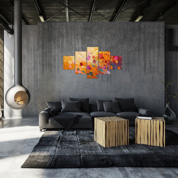 Obraz - Malba barevných květin (125x70 cm)