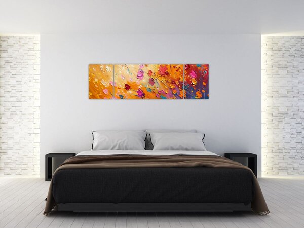 Obraz - Malba barevných květin (170x50 cm)