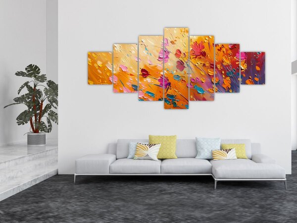 Obraz - Malba barevných květin (210x100 cm)