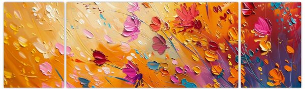 Obraz - Malba barevných květin (170x50 cm)