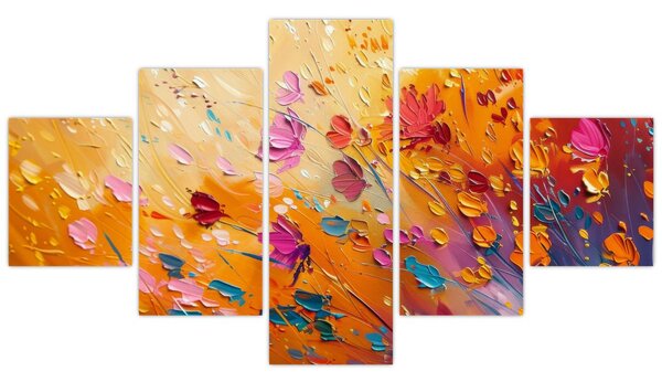 Obraz - Malba barevných květin (125x70 cm)