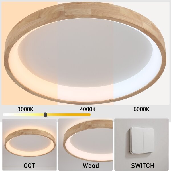 Brilagi-LED Strop. svítidlo FALCON WOOD LED/60W/230V 3000/4000/6000K 80 cm dřevo