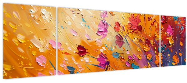 Obraz - Malba barevných květin (170x50 cm)