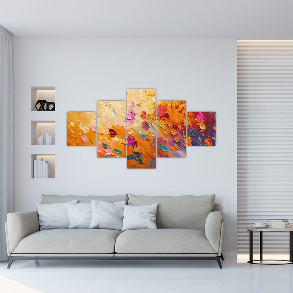 Obraz - Malba barevných květin (125x70 cm)