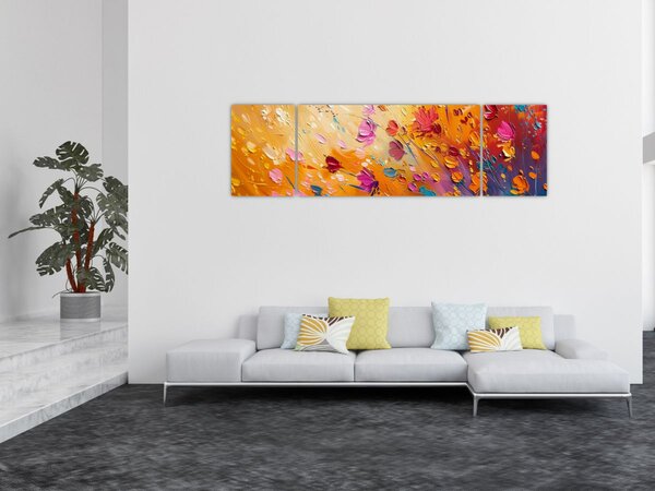 Obraz - Malba barevných květin (170x50 cm)