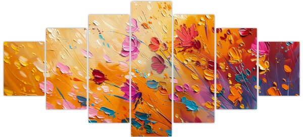Obraz - Malba barevných květin (210x100 cm)