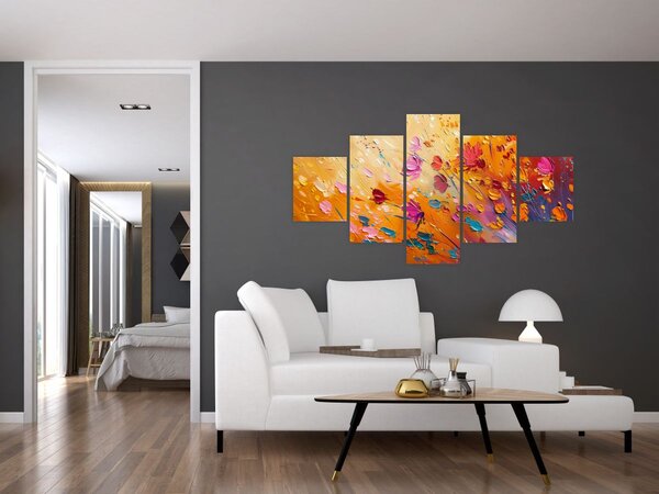 Obraz - Malba barevných květin (125x70 cm)