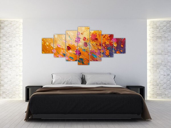 Obraz - Malba barevných květin (210x100 cm)