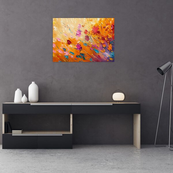 Obraz - Malba barevných květin (70x50 cm)