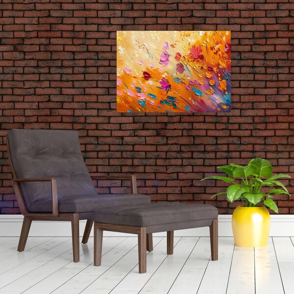 Obraz - Malba barevných květin (70x50 cm)